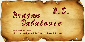 Mrđan Dabulović vizit kartica